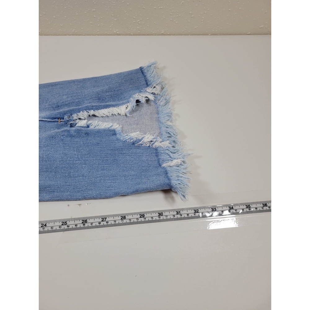 KanCan Flare Jeans Womens 3/25 Light Blue Excellent Distressed Split Frayed Hem - Picture 5 of 10